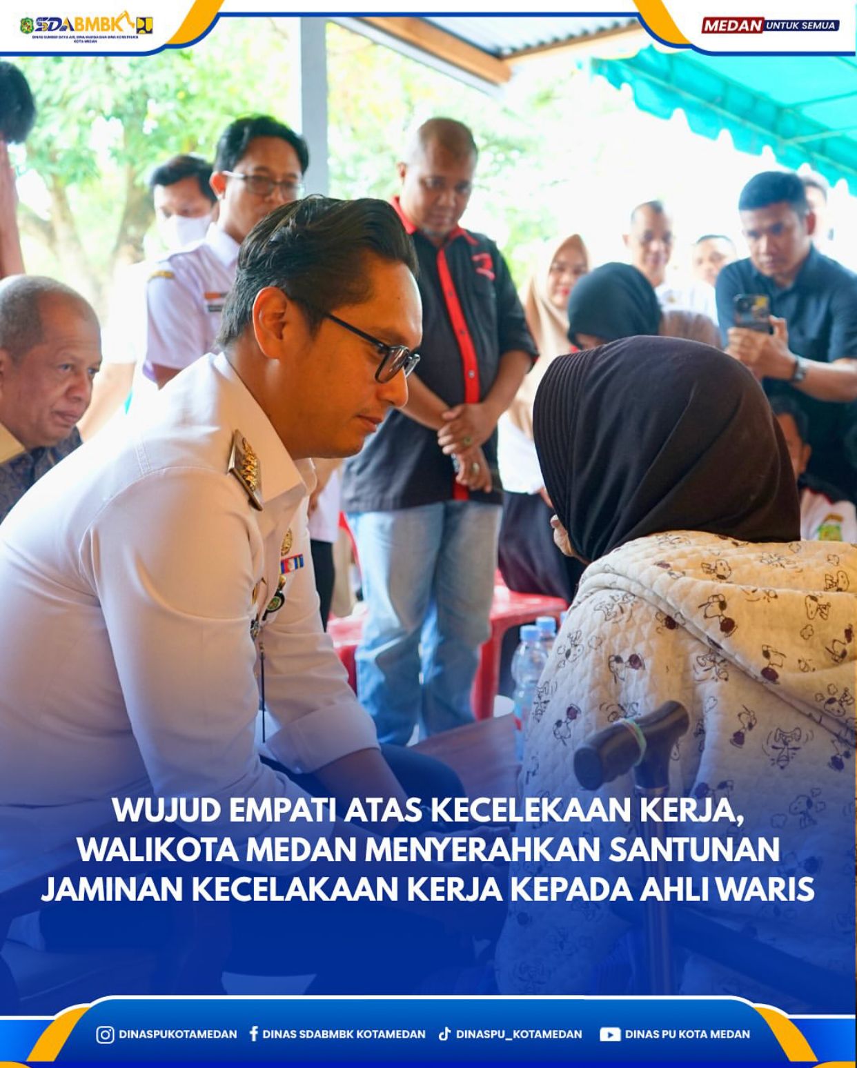 Wujud Empati Atas Kecelakaan Kerja, Walikota Medan Menyerahkan Santunan Jaminan Kecelakaan Kerja Kepada Ahli Waris