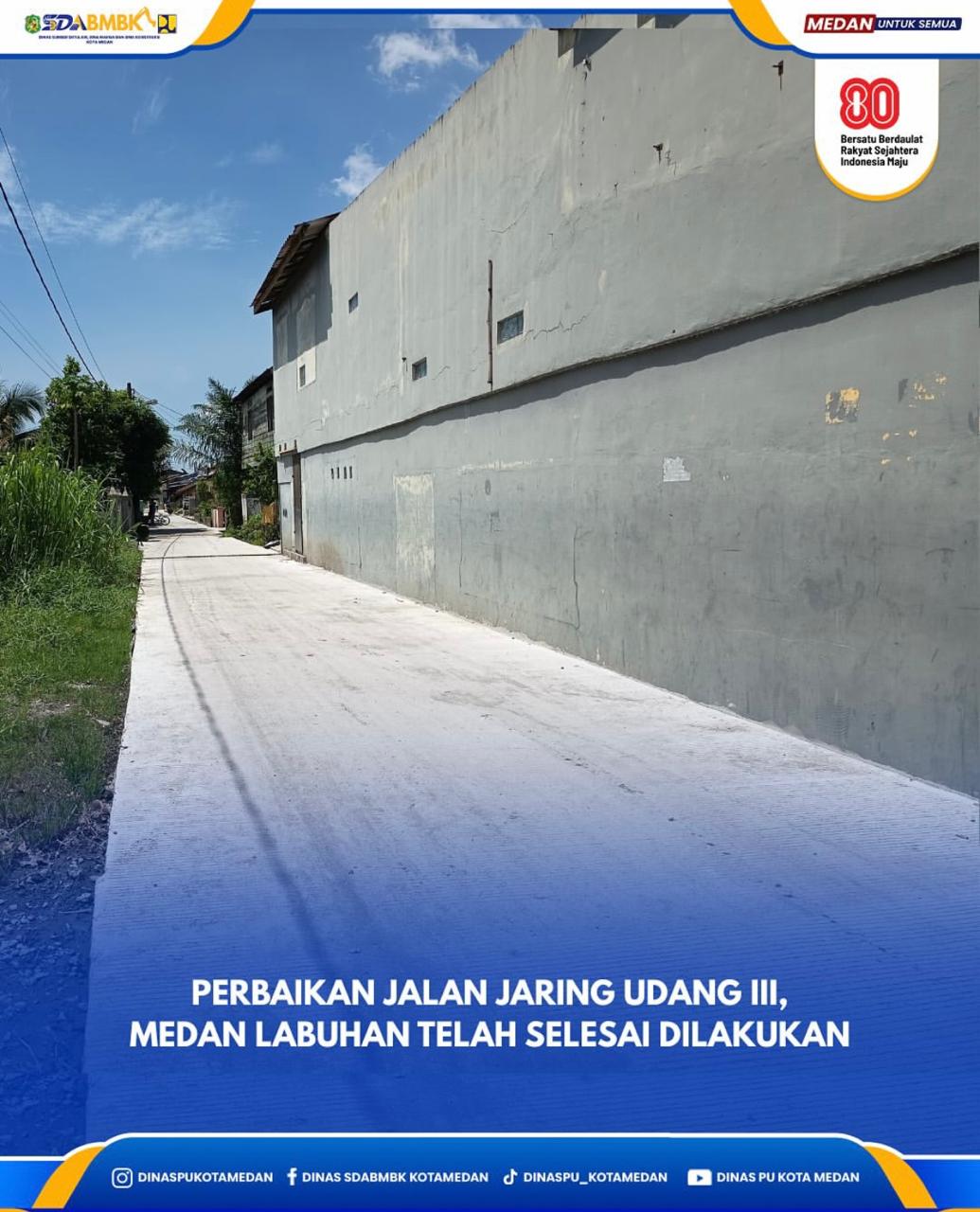 Perbaikan Jalan Jaring Udang III, Medan Labuhan Telah Selesai Dilakukan