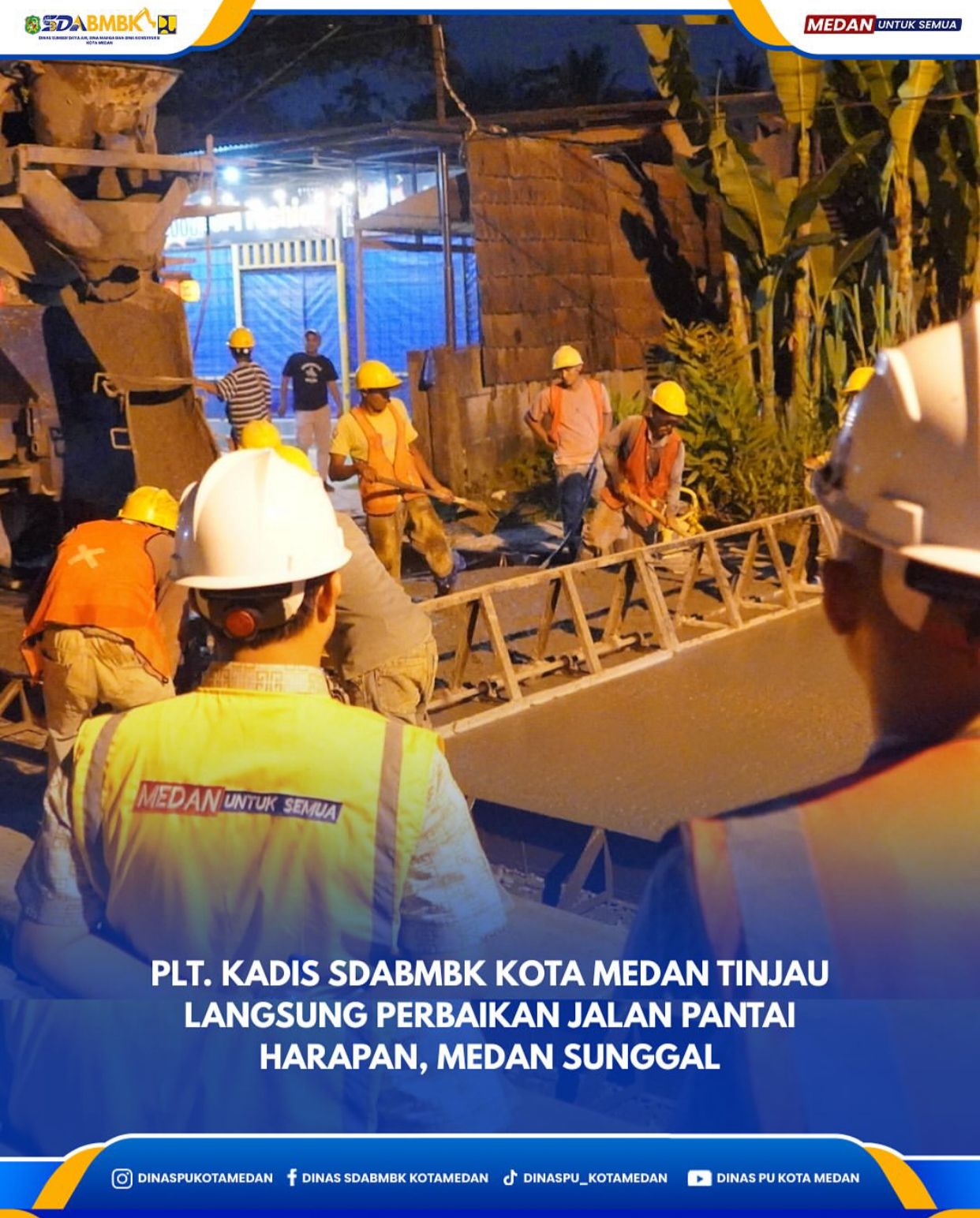 Plt. Kadis SDABMBK Kota Medan Tinjau Langsung Perbaikan Jalan Pantai Harapan, Medan Sunggal