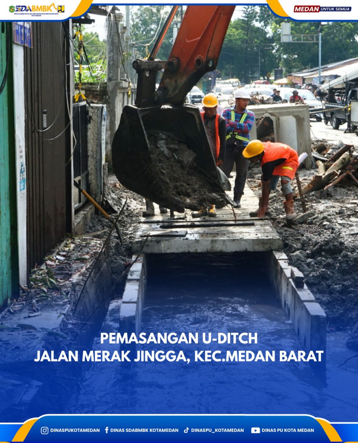 Pemasangan U-Ditch Jalan Merak Jingga, Kecamaan Medan Barat