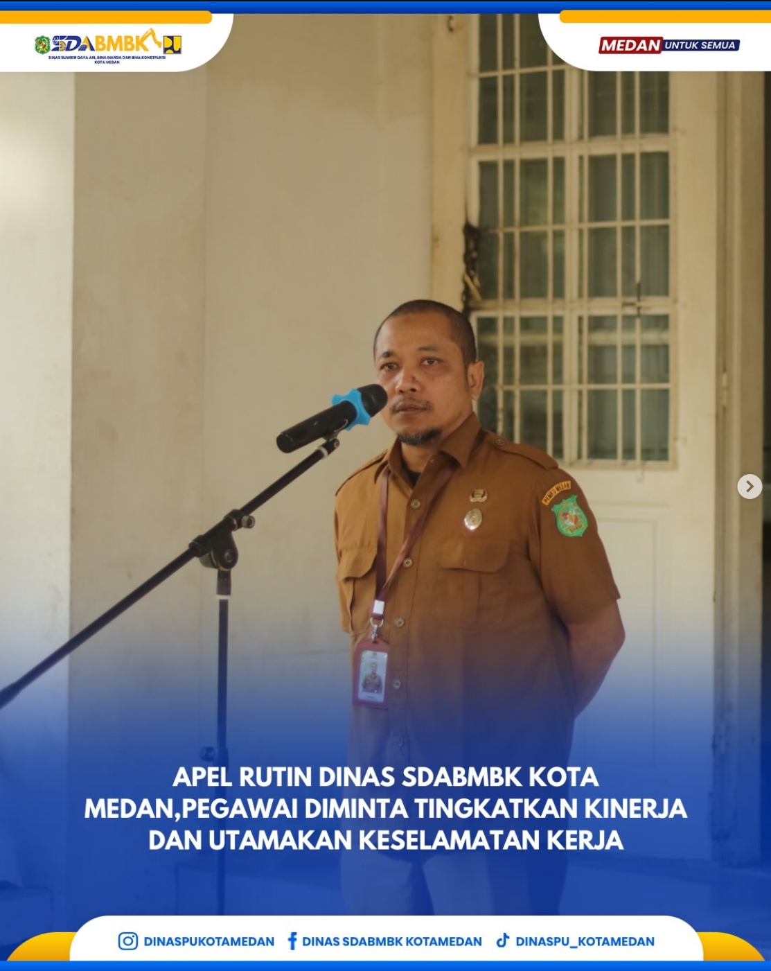 Apel Rutin Dinas SDABMBK Kota Mmedan, Pegawai Diminta Tingkatkan Kinerja dan Utamakan Keselamatan Kerja