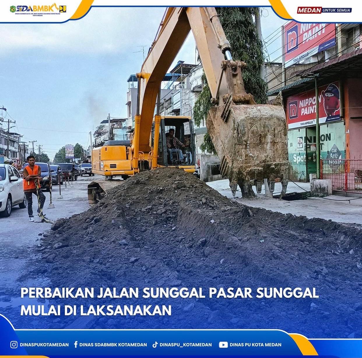 Perbaikan Jalan Sunggal Pasar Sunggal Mulai di Laksanakan