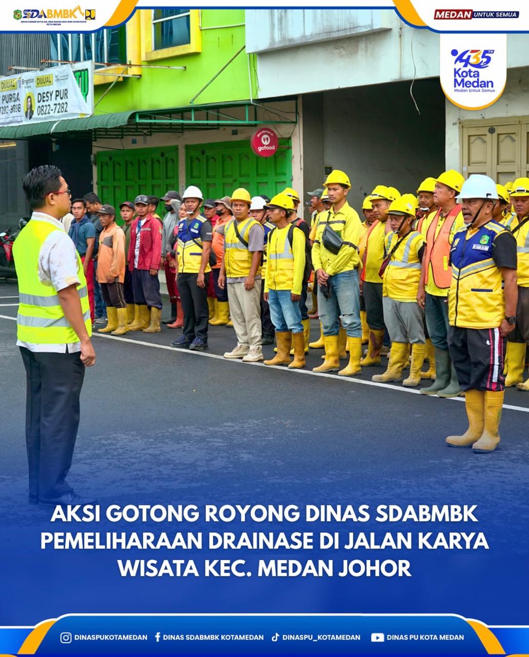 Aksi Gotong Royong Dinas SDABMBK Pemeliharaan Drainase di Jalan Karya Wisaya Kecamatan Medan Johor