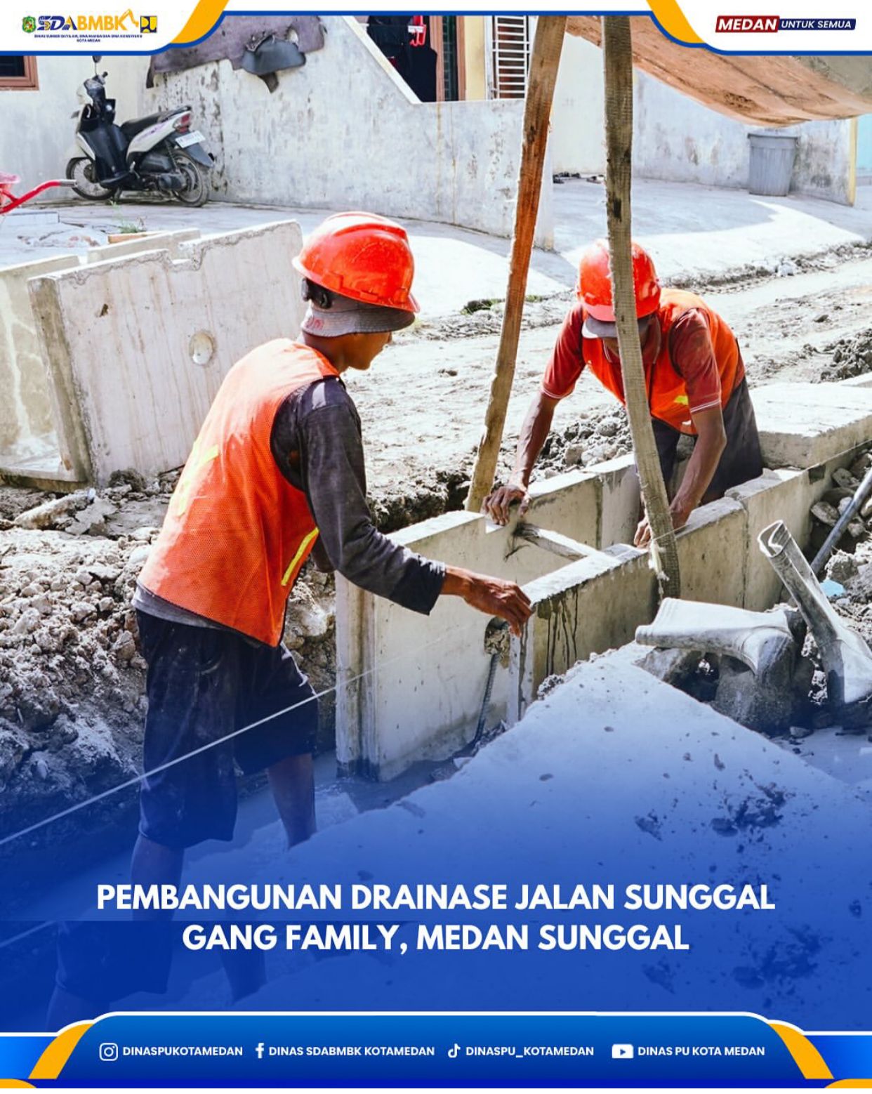 Pembangunan Drainase Jalan Sunggal Gang Family, Medan Sunggal
