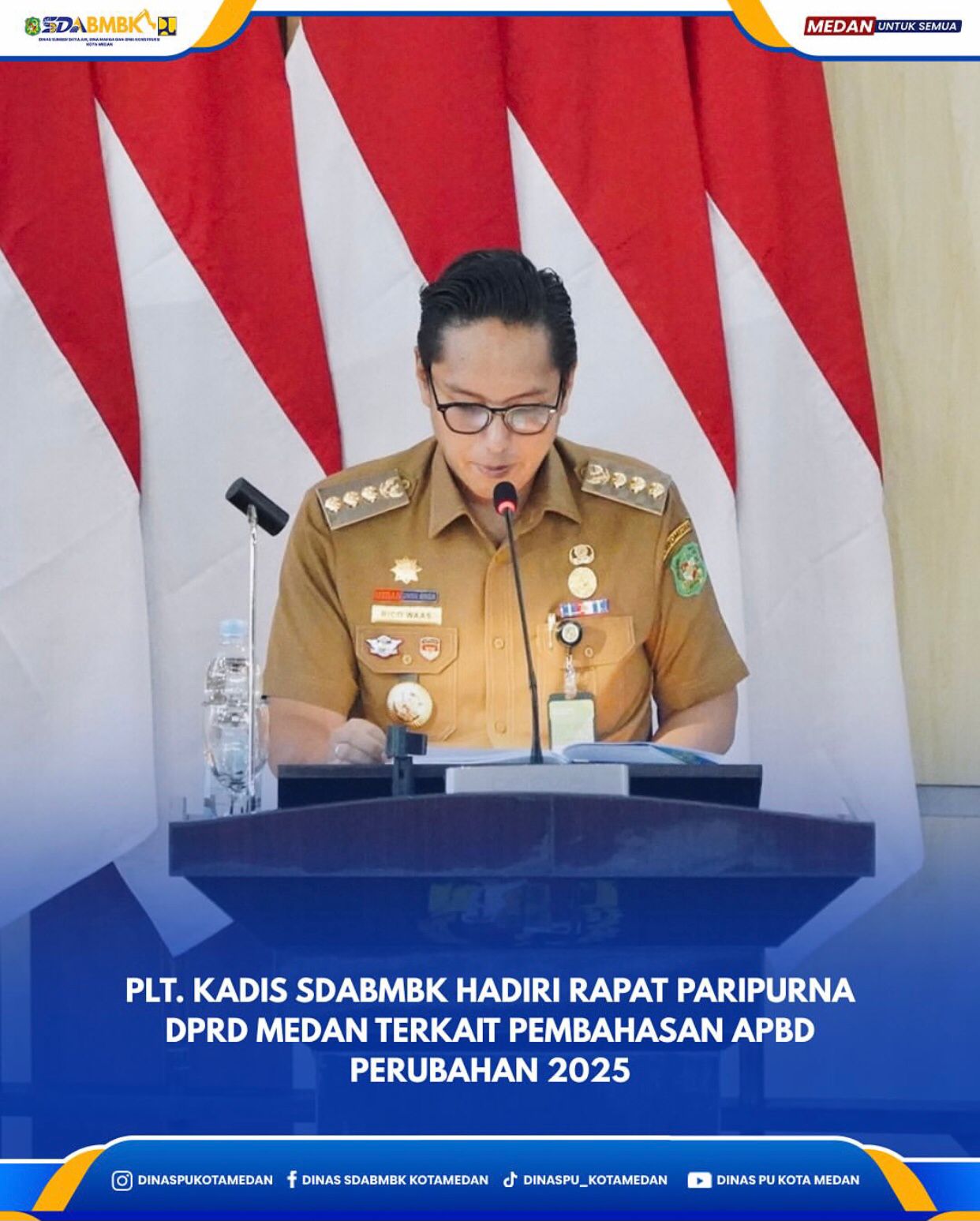 Plt. Kadis SDABMBK Hadiri Rapat Paripurna DPRD Medan Terkait Pembahasan APBD Perubahan 2025