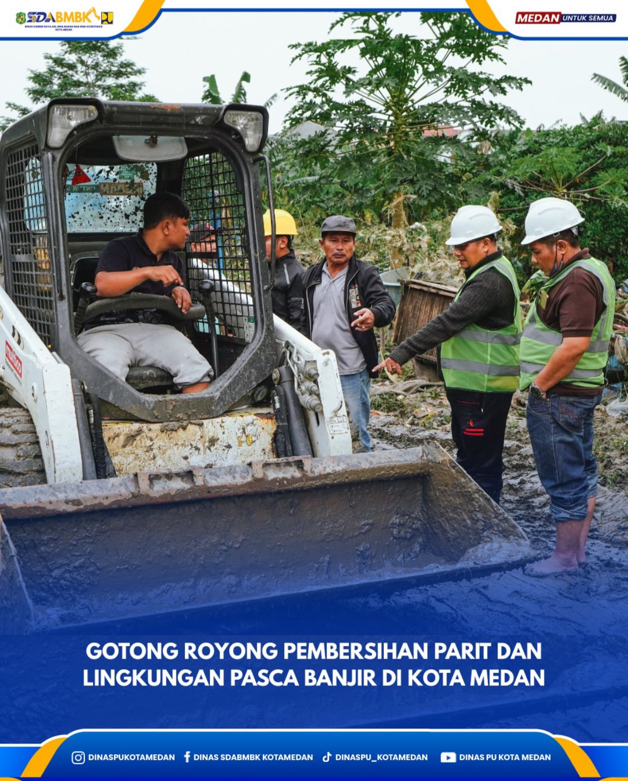 Gotong Royong Pembersihan Parit dan Lingkungan Pasca Banjir di Kota Medan