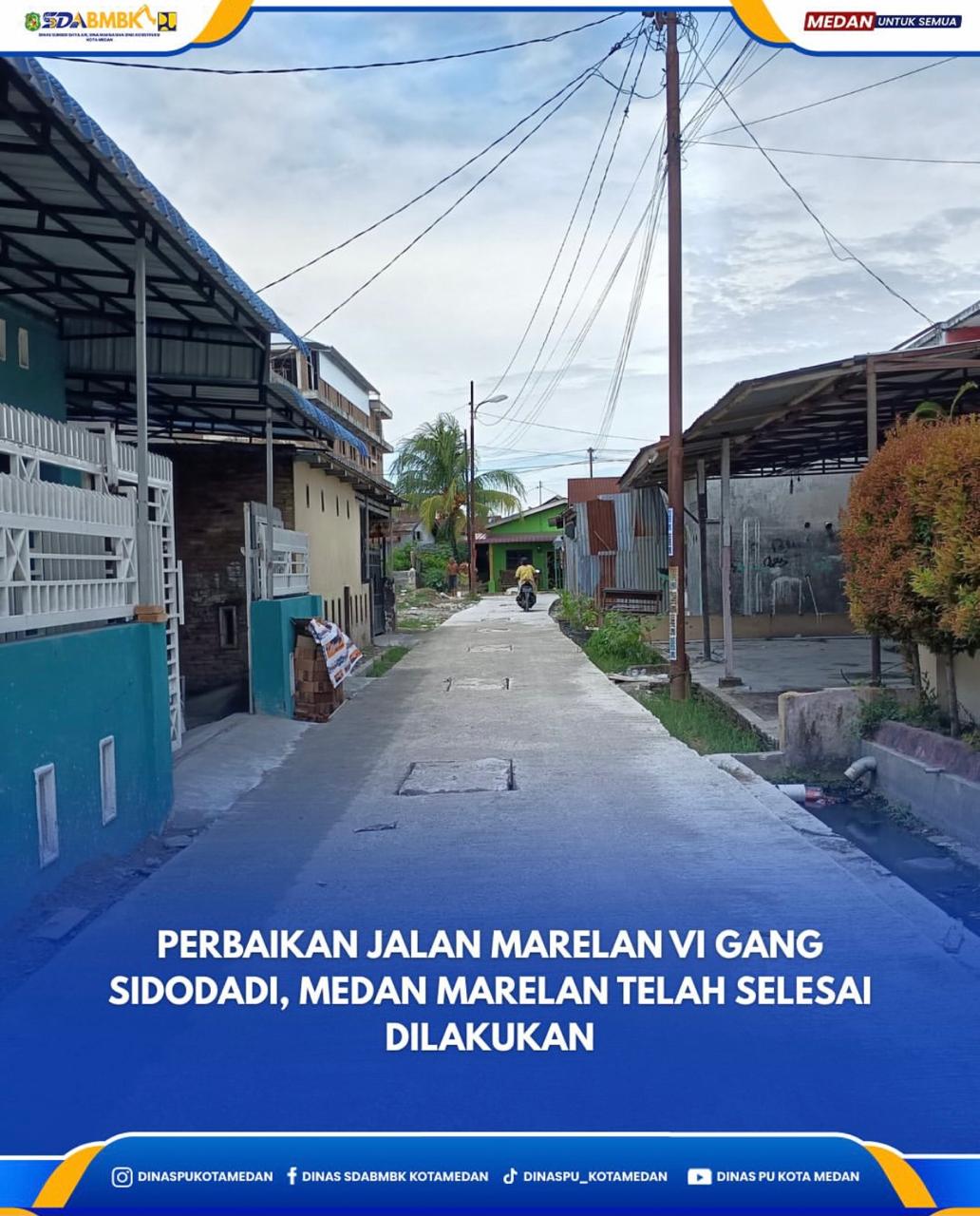 Perbaikan Jalan Marelan VI Gang Sidodadi, Medan Marelan Telah Selesai Dilakukan
