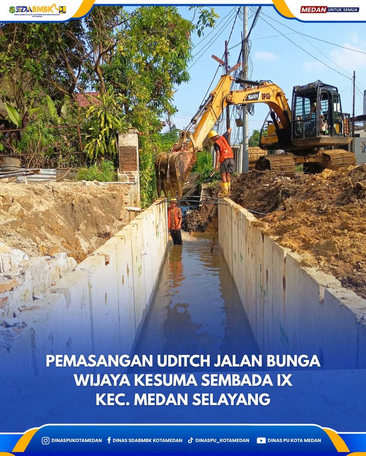 Pemasangan U-Ditch Jalan Bunga Wijaya kesuma Sembada IX Kecamatan Medan Selayang