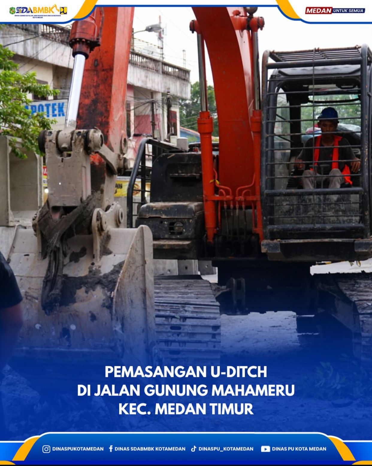 Pemasangan U-ditch di Jalan Gunung Mahameru, Kecamatan Medan Timur