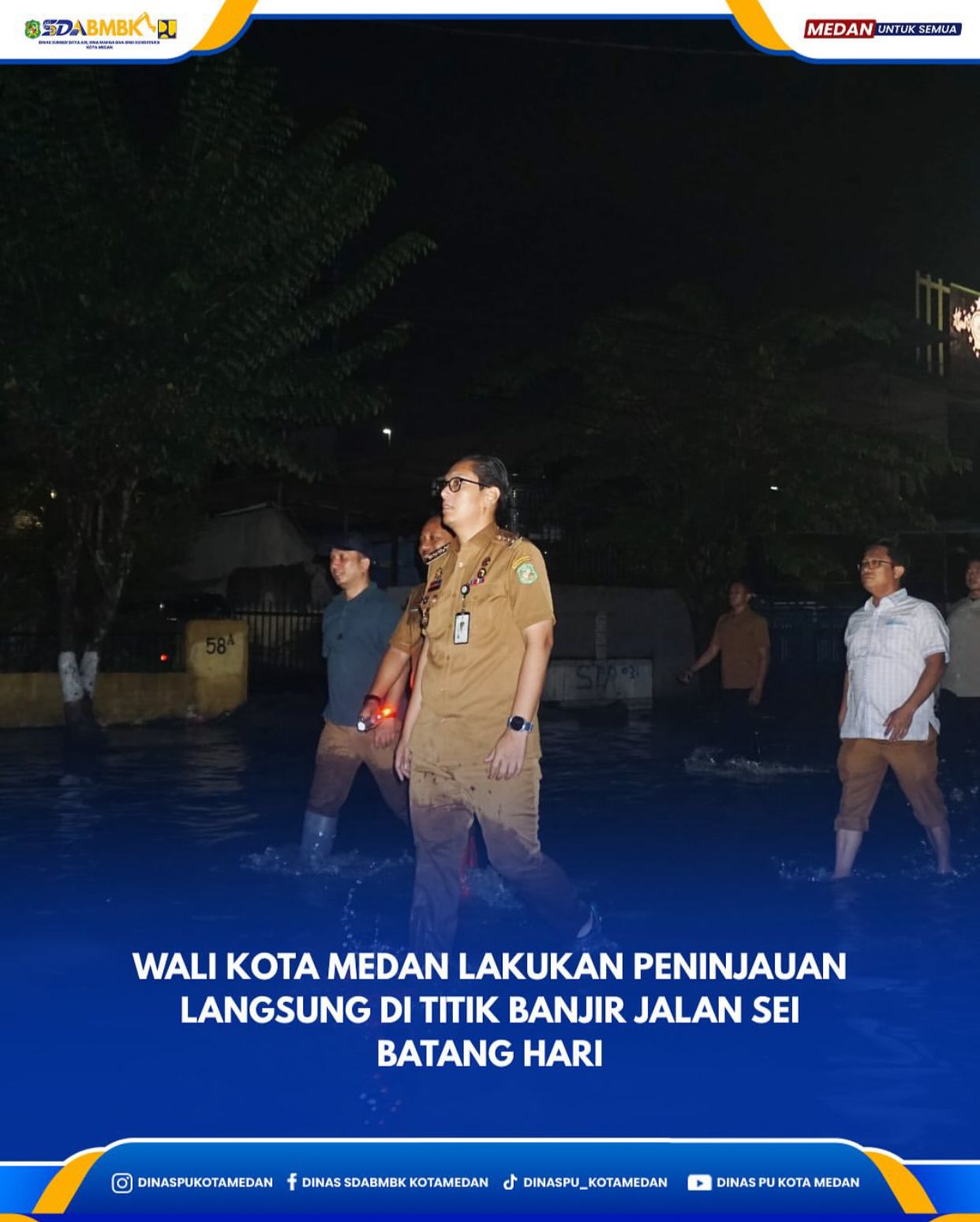 Wali Kota Medan Lakukan Peninjauan Langsung di Titik Banjir Jalan Sei Batang Hari